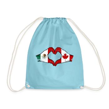 Mexique Canada drapeau mains forme coeur utilisé - Sac de sport léger - aqua - Devant