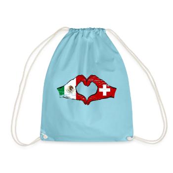 Mexique Suisse Drapeau Mains Coeur Forme Utilisé - Sac de sport léger - aqua - Devant