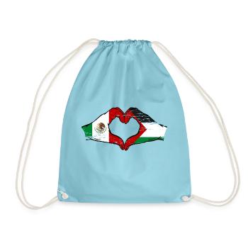 Mexique Palestine Drapeau Mains Coeur Forme Utilisé - Sac de sport léger - aqua - Devant