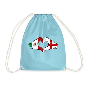 Mexique Angleterre Drapeau Mains Coeur Forme Utilisé - Sac de sport léger - aqua - Devant