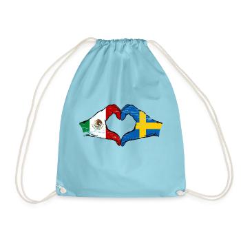 Mexique Drapeau Suède mains forme de coeur utilisé - Sac de sport léger - aqua - Devant