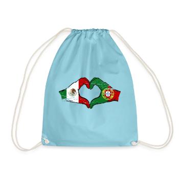 Mexique Portugal Drapeau Mains Coeur Forme Utilisé - Sac de sport léger - aqua - Devant