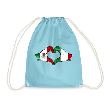 Mexique Italie drapeau mains coeur utilisé - Sac de sport léger - aqua - Devant