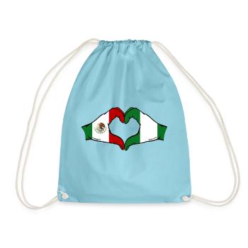 Mexique Nigeria Drapeau Mains Coeur Forme - Sac de sport léger - aqua - Devant