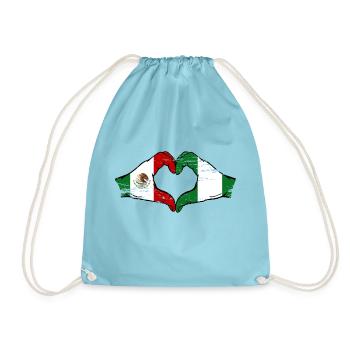 Mexique Nigeria Drapeau Mains Coeur Forme Utilisé - Sac de sport léger - aqua - Devant