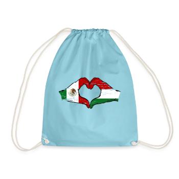 Mexique Hongrie drapeau mains forme de coeur utilisé - Sac de sport léger - aqua - Devant