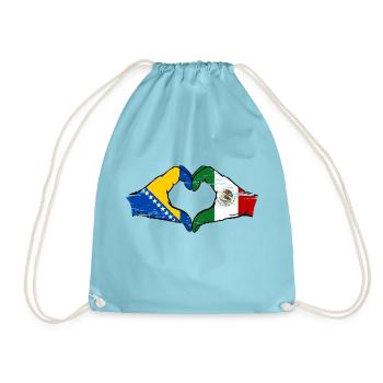 Bosnie Mexique drapeau mains forme de coeur utilisé - Sac de sport léger - aqua - Devant