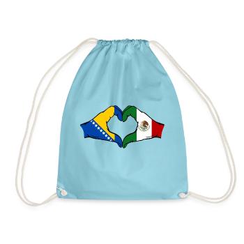Bosnie Mexique Drapeau Mains Coeur Forme - Sac de sport léger - aqua - Devant