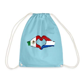 Mexique Hollande drapeau mains forme coeur utilisé - Sac de sport léger - aqua - Devant