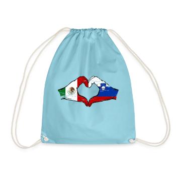 Mexiko Slowenien Flagge Hände Herzform used - Turnbeutel - Aqua - Vorne