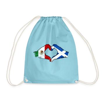 Mexico Scotland Flag Hands Heart Shape Used - Drawstring Bag - aqua - Front