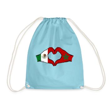Mexique Maroc Drapeau Mains Coeur Forme - Sac de sport léger - aqua - Devant