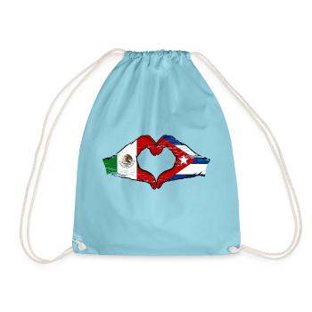 Mexique Cuba Drapeau Mains Coeur Forme Utilisé - Sac de sport léger - aqua - Devant