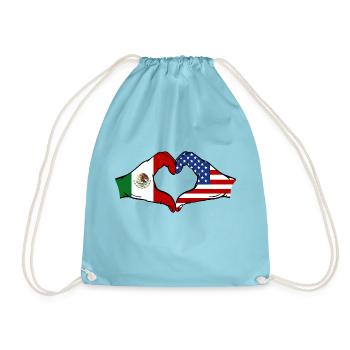 Mexiko USA Flagge Hände Herzform - Turnbeutel - Aqua - Vorne