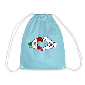 Mexique Corée drapeau mains forme de coeur utilisé - Sac de sport léger - aqua - Devant