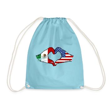 Mexique USA Drapeau Mains Coeur Forme Utilisé - Sac de sport léger - aqua - Devant
