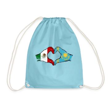 Mexique Kazakhstan Drapeau Mains Coeur Forme Utilisé - Sac de sport léger - aqua - Devant