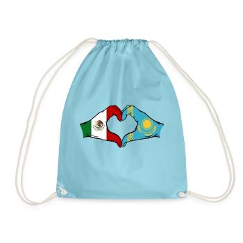 Mexique Kazakhstan Drapeau Mains Coeur Forme - Sac de sport léger - aqua - Devant