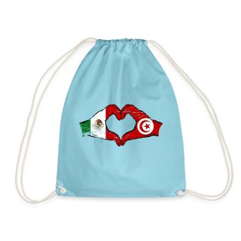 Mexique Drapeau Tunisie mains forme de coeur utilisé - Sac de sport léger - aqua - Devant