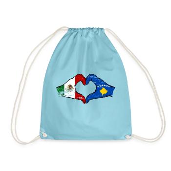 Mexique Kosovo drapeau mains forme de coeur utilisé - Sac de sport léger - aqua - Devant