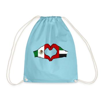 Mexico United Arab Emirates Flag Hands - Drawstring Bag - aqua - Front