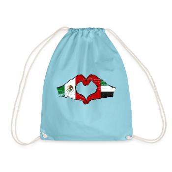Mexico United Arab Emirates Flag Hands - Drawstring Bag - aqua - Front