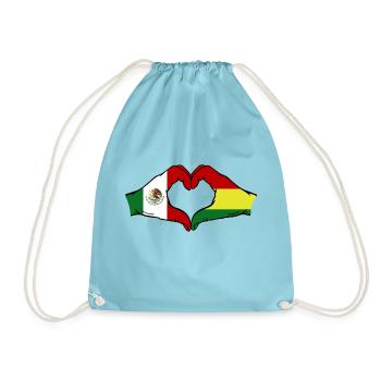 Mexiko Bolivien Flagge Hände Herzform - Turnbeutel - Aqua - Vorne