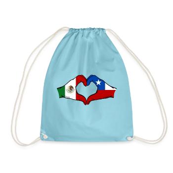 Mexique Chili Drapeau Mains Coeur Forme - Sac de sport léger - aqua - Devant