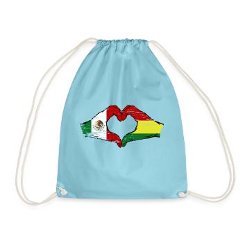 Mexique Bolivie drapeau mains forme de coeur utilisé - Sac de sport léger - aqua - Devant