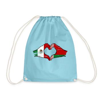 Mexique Biélorussie drapeau mains coeur forme utilisé - Sac de sport léger - aqua - Devant