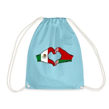 Mexiko Belarus Flagge Hände Herzform - Turnbeutel - Aqua - Vorne
