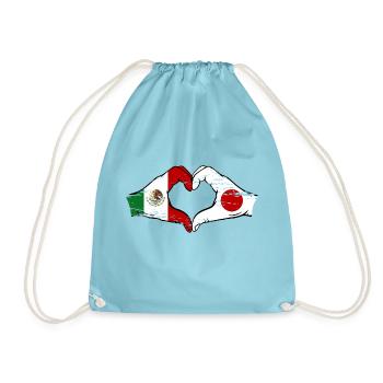 Mexique Japon drapeau mains coeur utilisé - Sac de sport léger - aqua - Devant