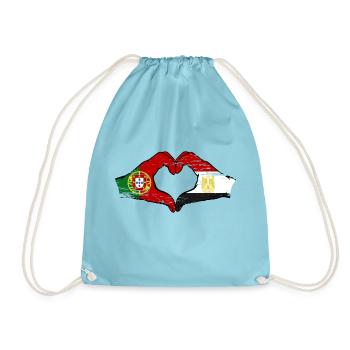 Portugal Egypt Flag Hands Heart Shape Used - Drawstring Bag - aqua - Front