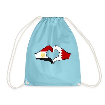Egypt Bahrain Flag Hands Heart Shape - Drawstring Bag - aqua - Front