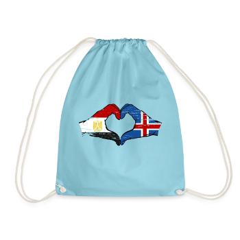 Egypt Iceland flag hands heart shape used - Drawstring Bag - aqua - Front