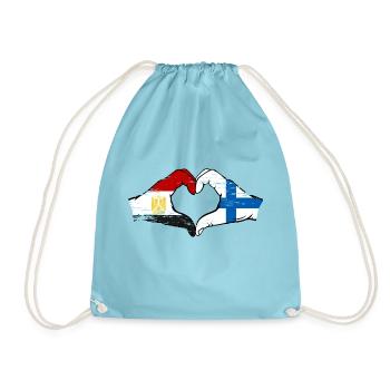 Egypte Finlande Drapeau Mains Coeur Forme Utilisé - Sac de sport léger - aqua - Devant
