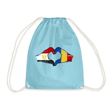 Égypte Roumanie drapeau mains forme de coeur utilisé - Sac de sport léger - aqua - Devant