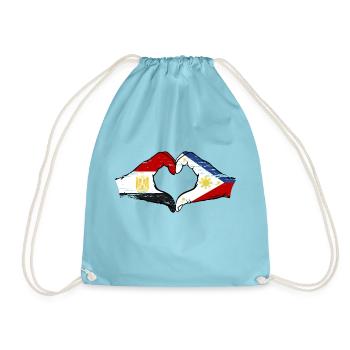 Égypte Philippines drapeau mains forme de coeur utilisé - Sac de sport léger - aqua - Devant