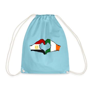 Egypt Ireland Flag Hands Heart Shape - Drawstring Bag - aqua - Front