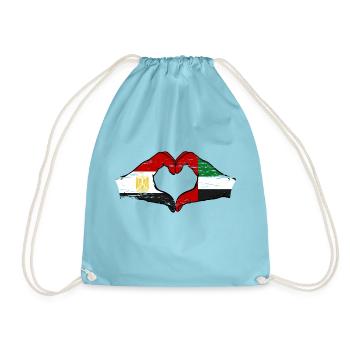 Egypt United Arab Emirates Flag Heart - Drawstring Bag - aqua - Front