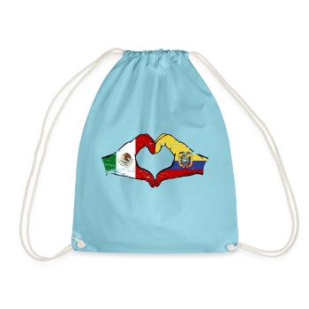 Mexique Drapeau de l’Équateur mains forme de coeur utilisé - Sac de sport léger - aqua - Devant