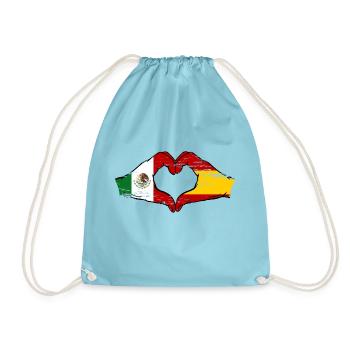 Mexique Espagne Drapeau Mains Coeur Forme Utilisé - Sac de sport léger - aqua - Devant