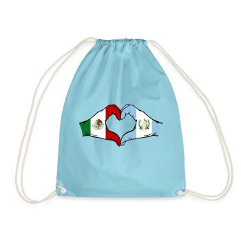 Mexico Guatemala Flag Hands Heart Shape - Drawstring Bag - aqua - Front