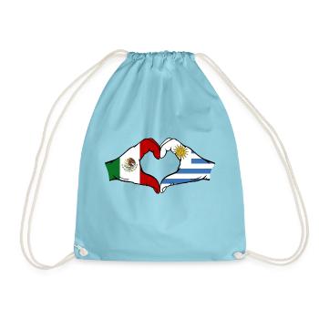 Mexique Uruguay drapeau mains forme de coeur utilisé - Sac de sport léger - aqua - Devant