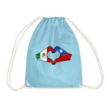 Mexique Taiwan drapeau mains forme de coeur utilisé - Sac de sport léger - aqua - Devant