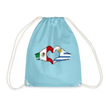 Mexique Uruguay drapeau mains forme de coeur utilisé - Sac de sport léger - aqua - Devant