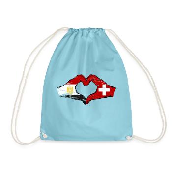 Egypte Suisse Drapeau Mains Coeur Forme Utilisé - Sac de sport léger - aqua - Devant