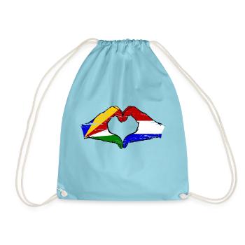 Seychelles Hollande drapeau mains forme de coeur utilisé - Sac de sport léger - aqua - Devant