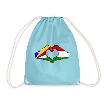 Seychelles Hongrie drapeau mains forme de coeur utilisé - Sac de sport léger - aqua - Devant