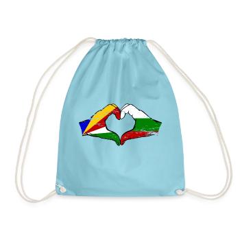 Seychelles Bulgarie drapeau mains forme de coeur utilisé - Sac de sport léger - aqua - Devant